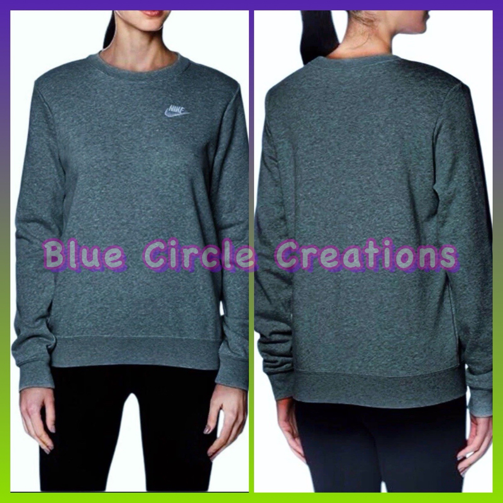 Nike Mini Swoosh Vintage Sweatshirt Dark Gray Fleece Pullover Cr