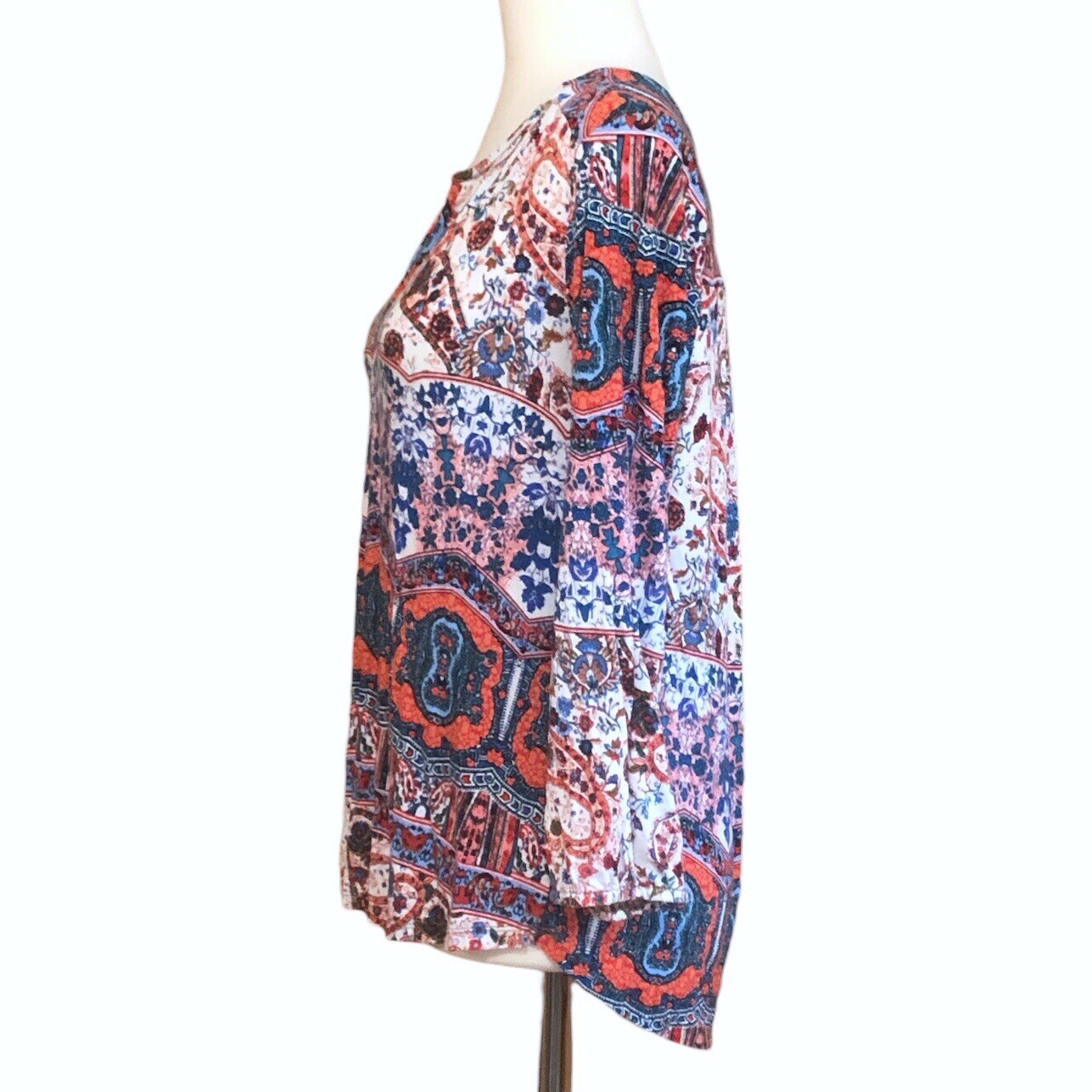 Cupio Multicolored Paisley Print V-Neck Long Sleeve Top - Size M - photo 3