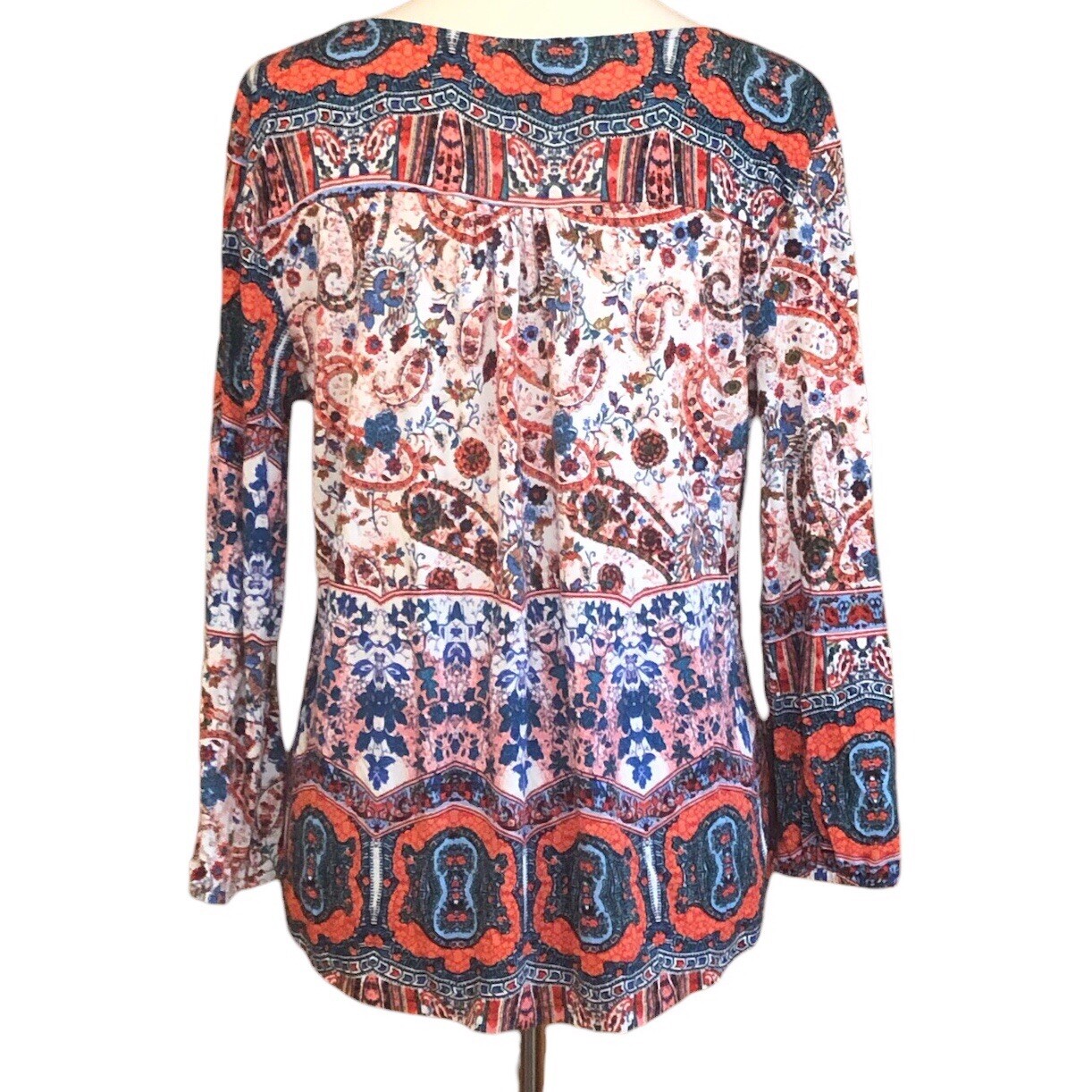 Cupio Multicolored Paisley Print V-Neck Long Sleeve Top - Size M - photo 5