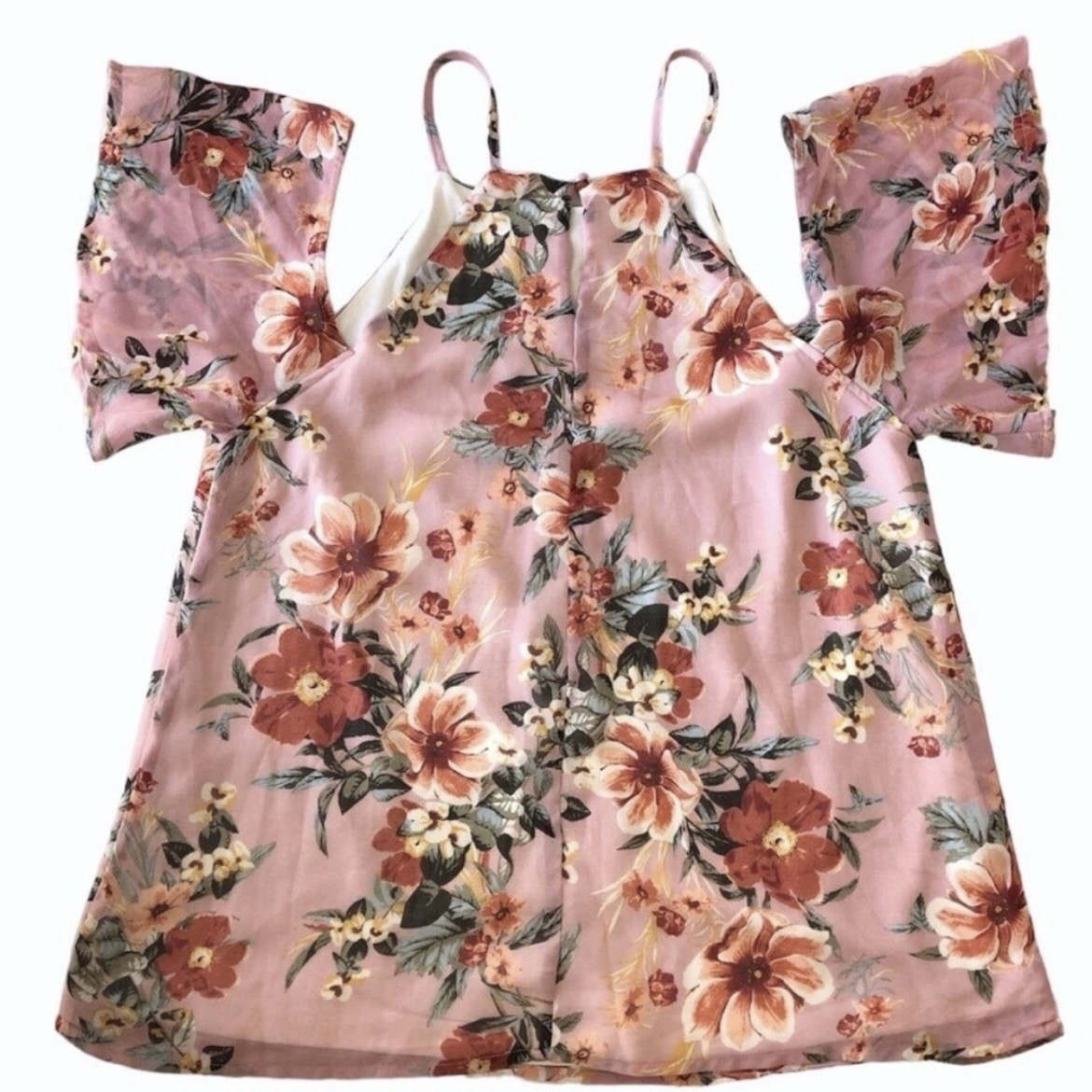 Charlotte Russe Pink Floral Cold Shoulder Blouse - Size M - photo 4