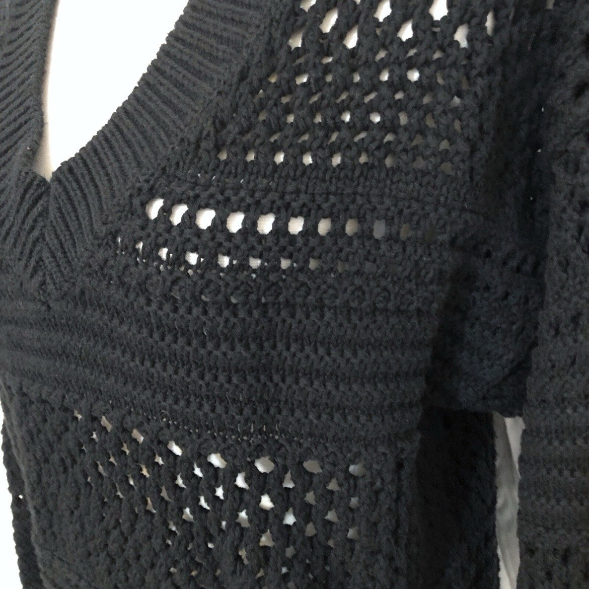 Universal Thread Open Work Knit Sweater V-Neck Black XL - photo 5