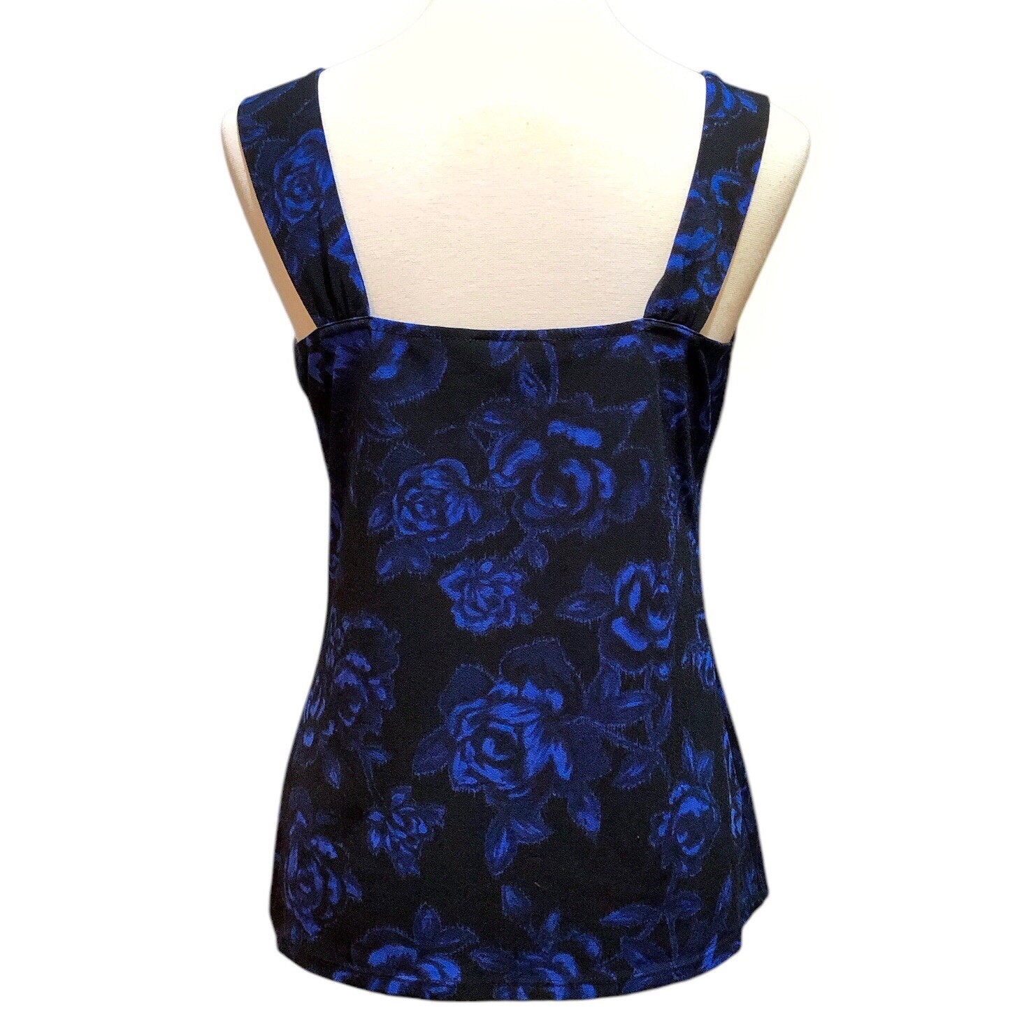 Ann Taylor Ruched Bust Sleeveless Black and Royal Blue Tank Top - photo 3