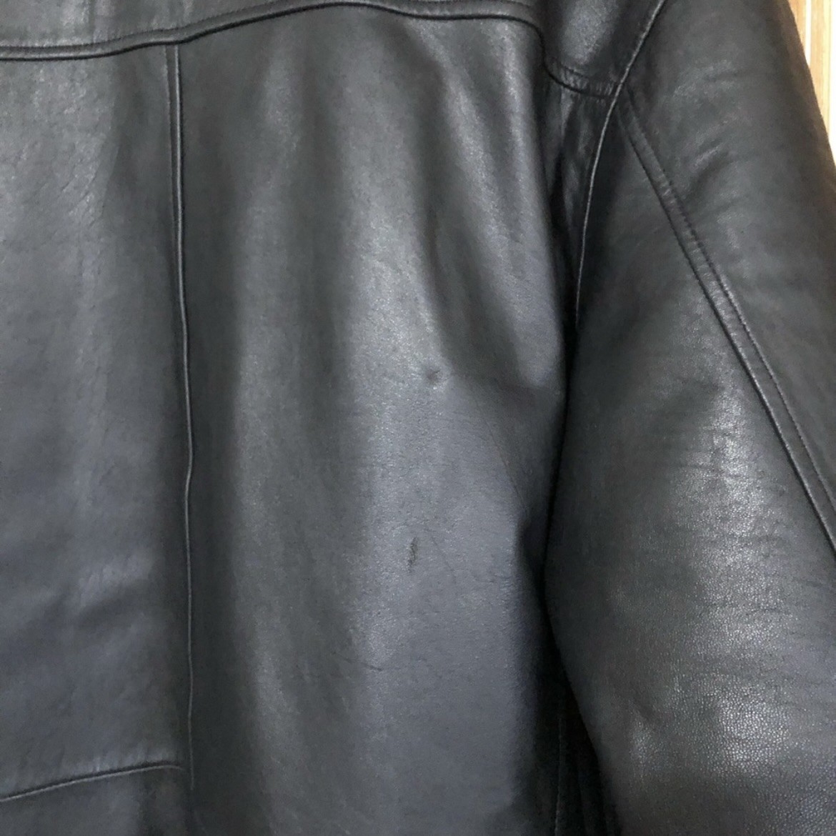 Perry Ellis Portfolio Vintage Black Leather Bomber Jacket - L - photo 4