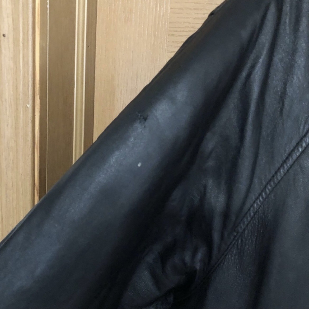 Perry Ellis Portfolio Vintage Black Leather Bomber Jacket - L - photo 5