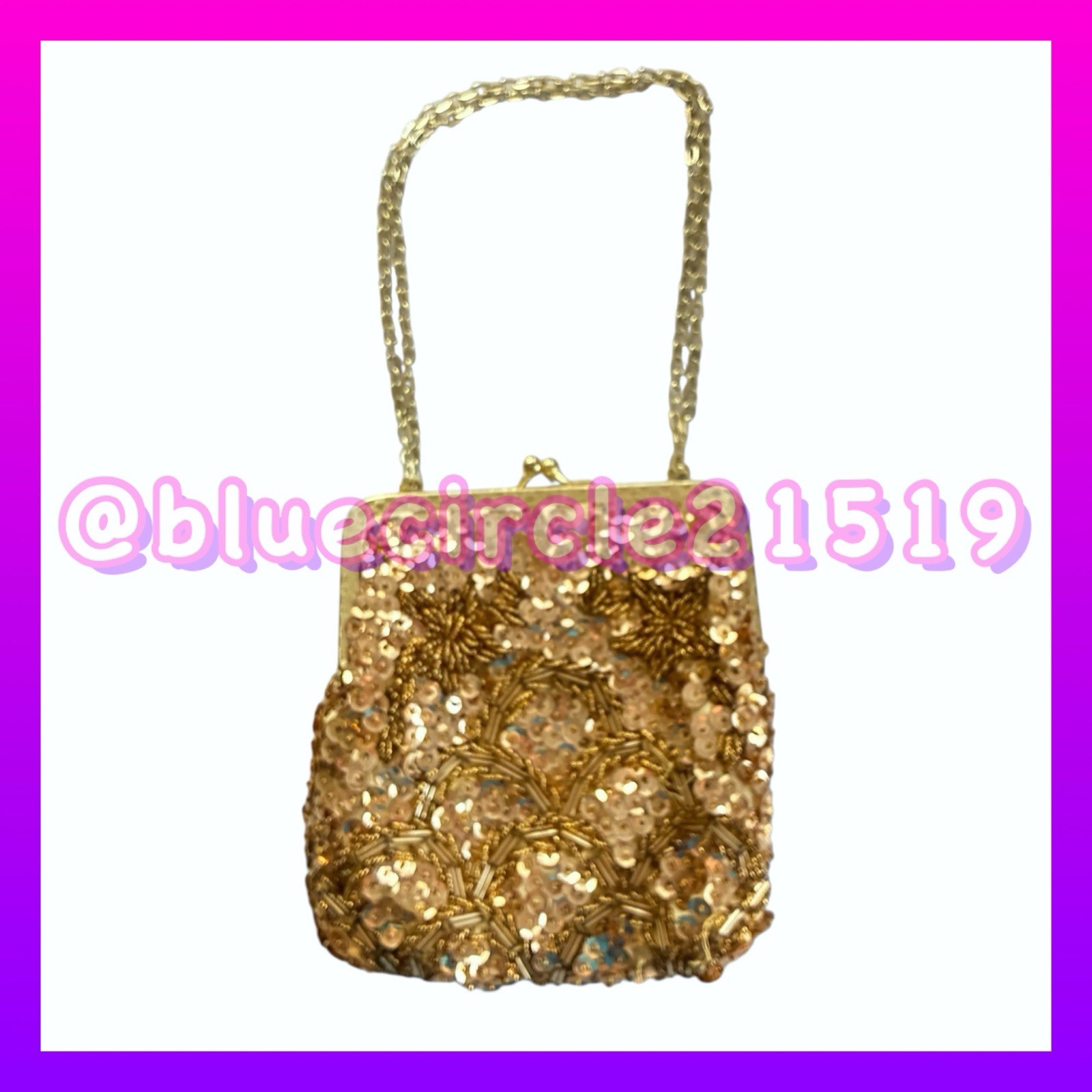 Bounty Vintage Gold Bead Sequin Handbag