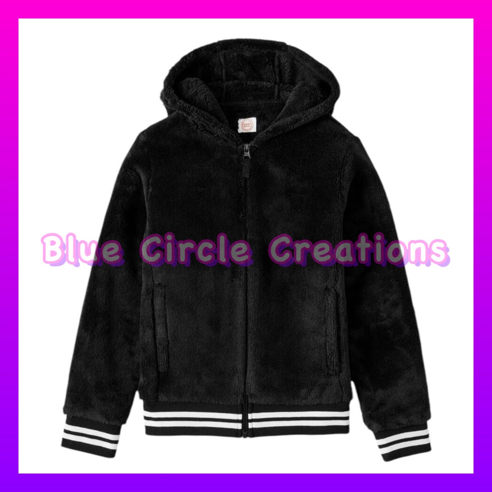 Wonder Nation Black Plush Full-Zip Jacket with Hood, Size XL (14