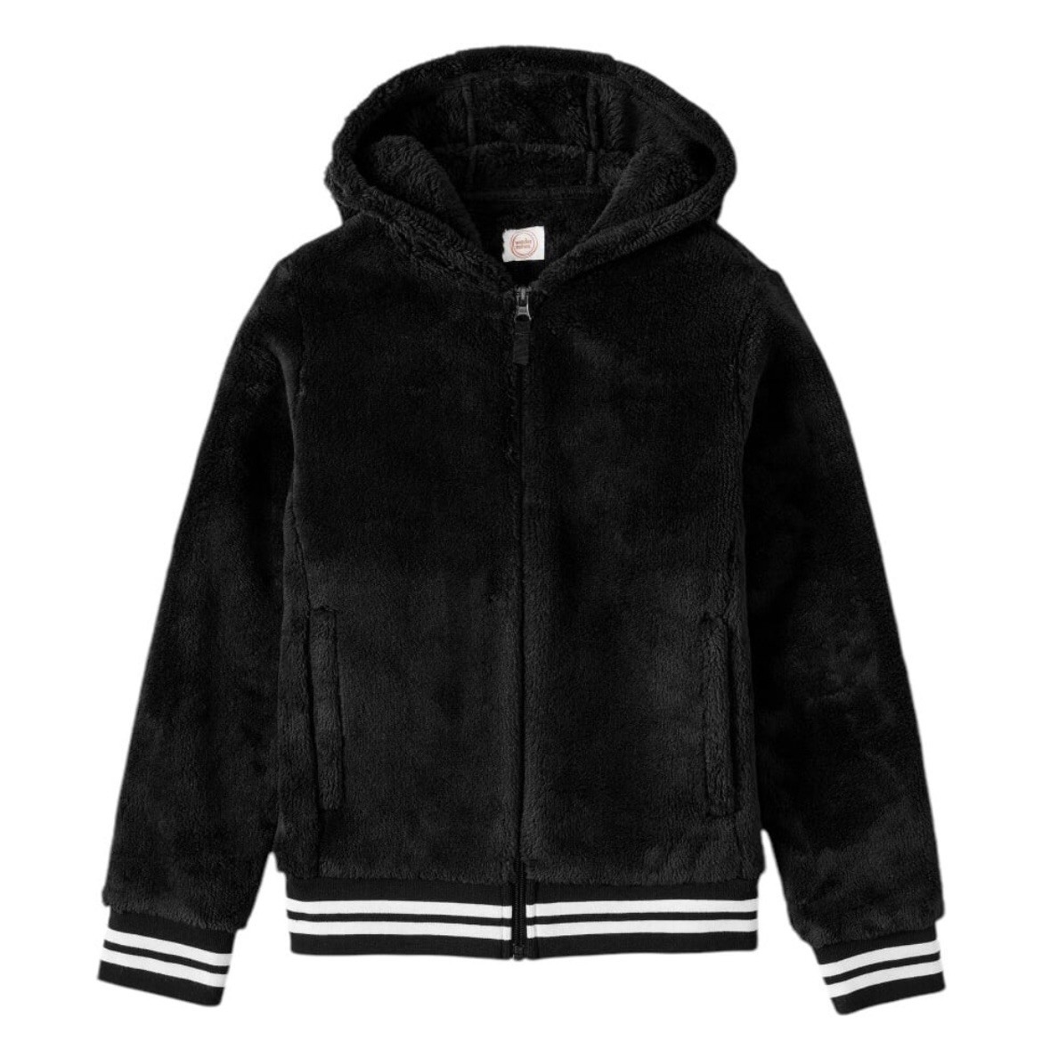 Wonder Nation Black Plush Full-Zip Jacket with Hood, Size XL (14 - photo 2