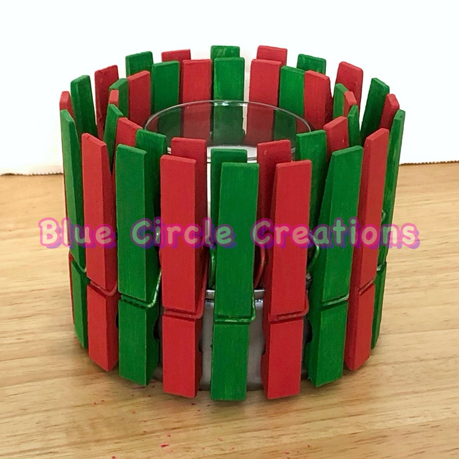 Clothespin Candleholder Christmas Theme Handmade One of a Kind - photo 5