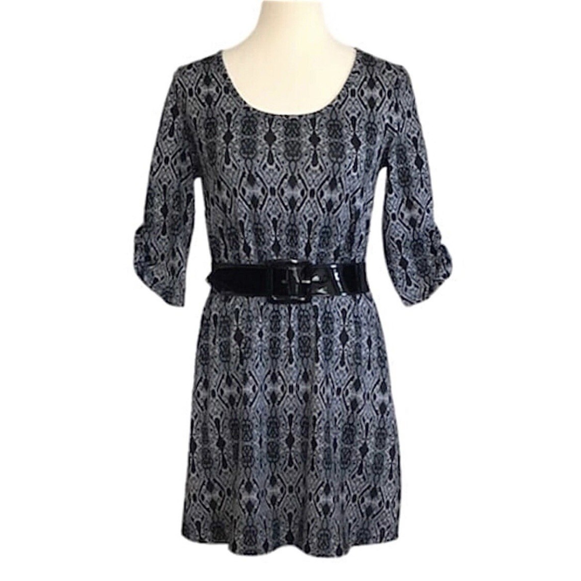 No Boundaries Black & Gray Aztec Sweater Dress - Size M - photo 2