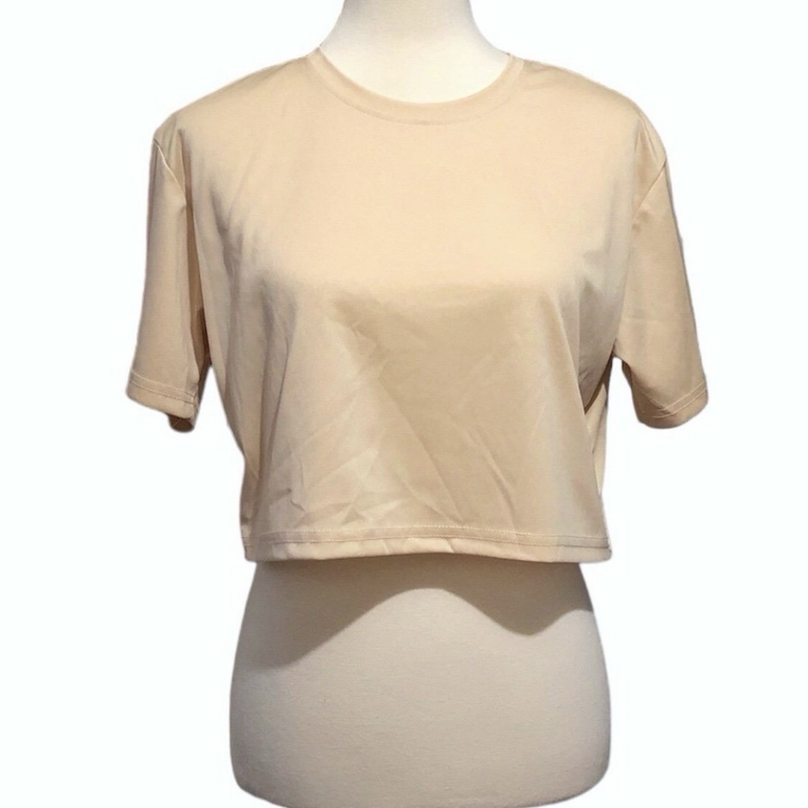 Women's Solid Colored Crop Top T-Shirt Baby Tee - Size Medium - photo 2