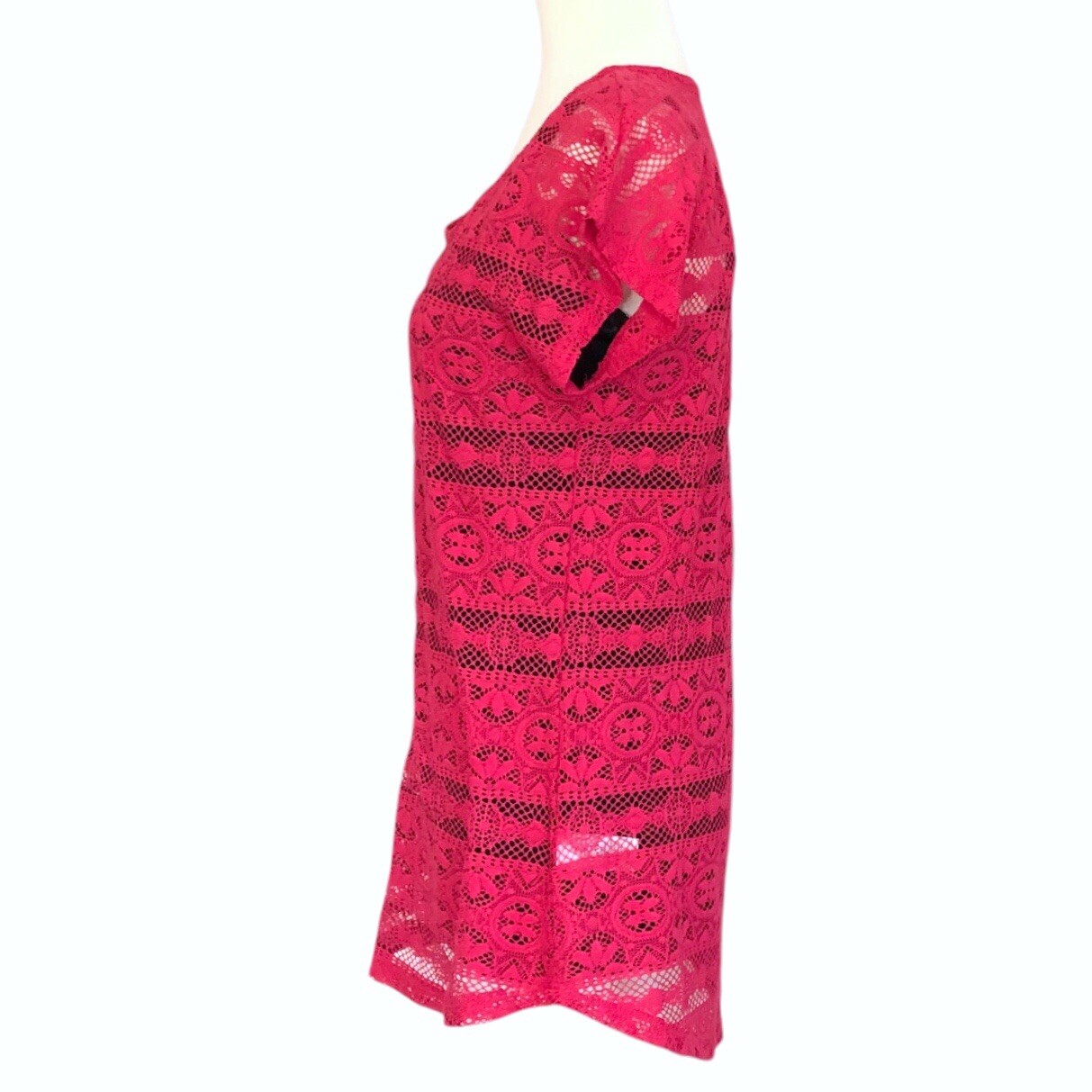 Maurice's Hot Pink Lace Short Sleeve Round Neck Pullover Top - S - photo 5