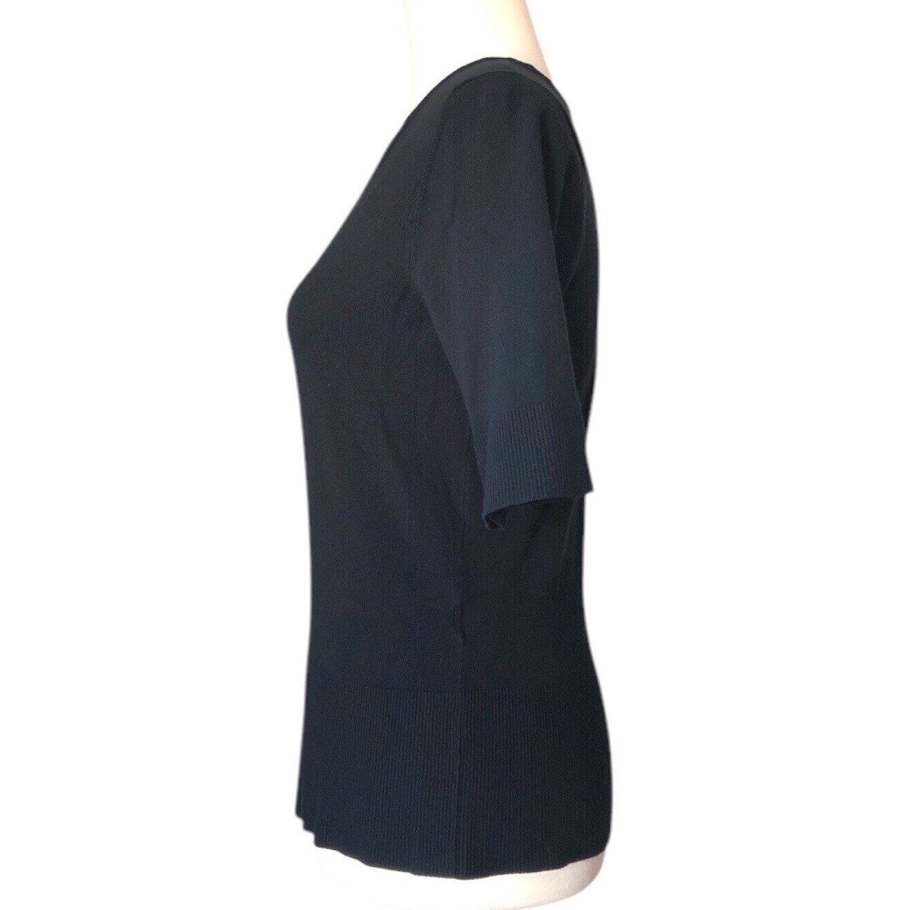 Mossimo Short Sleeve Sweater Black Plunging Neckline M - photo 4