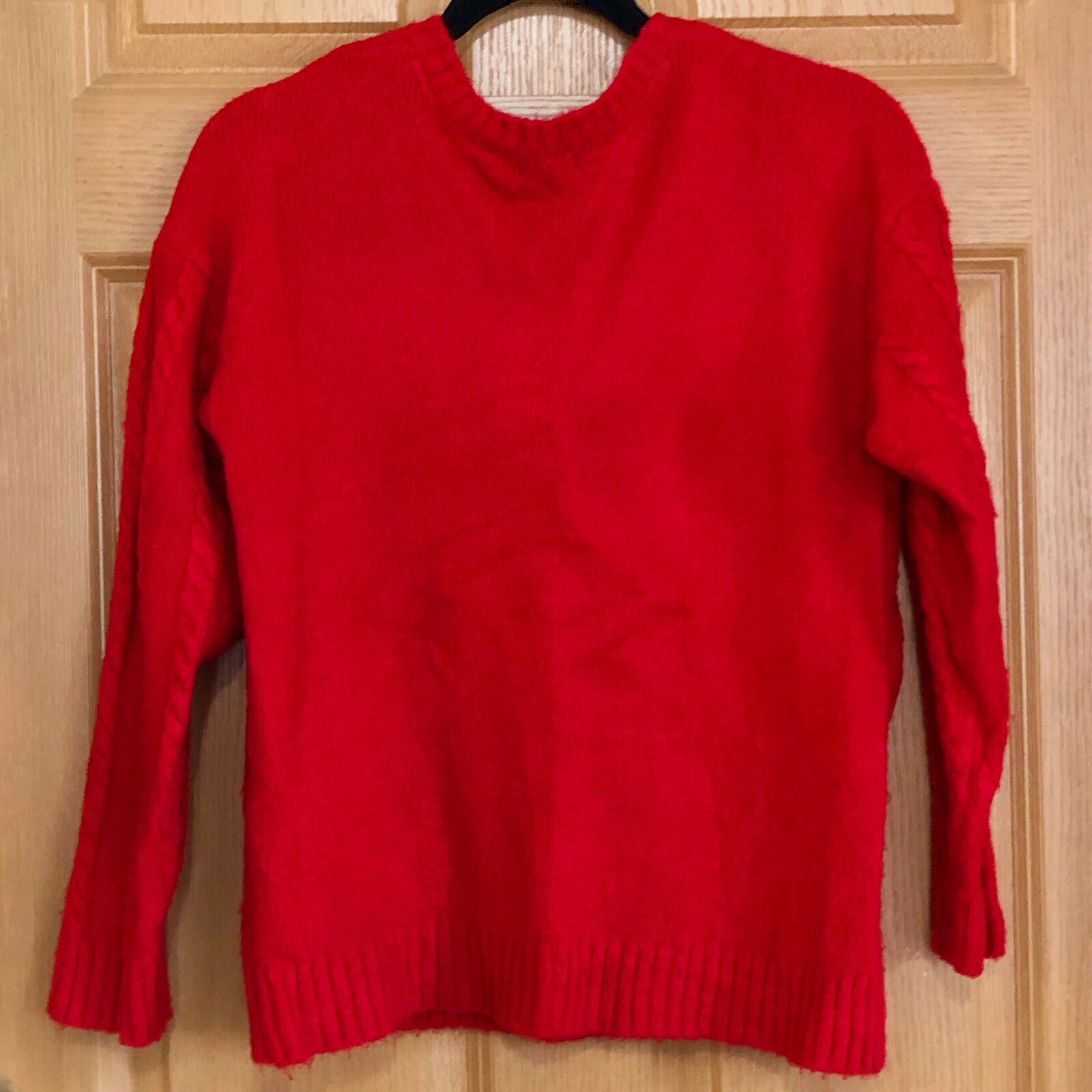 U.S. Polo Assn. V-Neck Cable Knit Red Sweater Size Small - photo 4