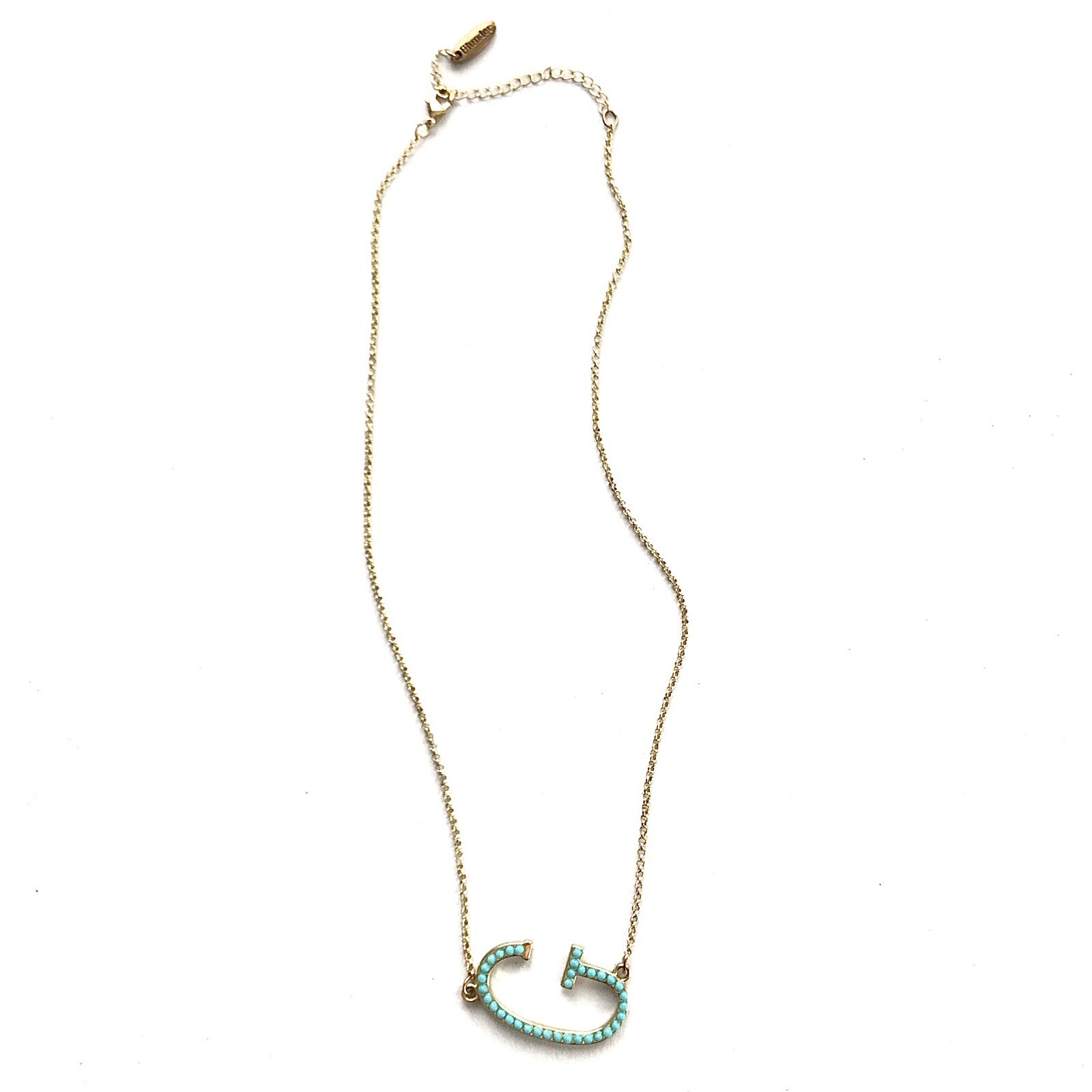 Plunder Jewelry "G" Initial Aqua and Gold Plated Vintage Necklac - photo 2