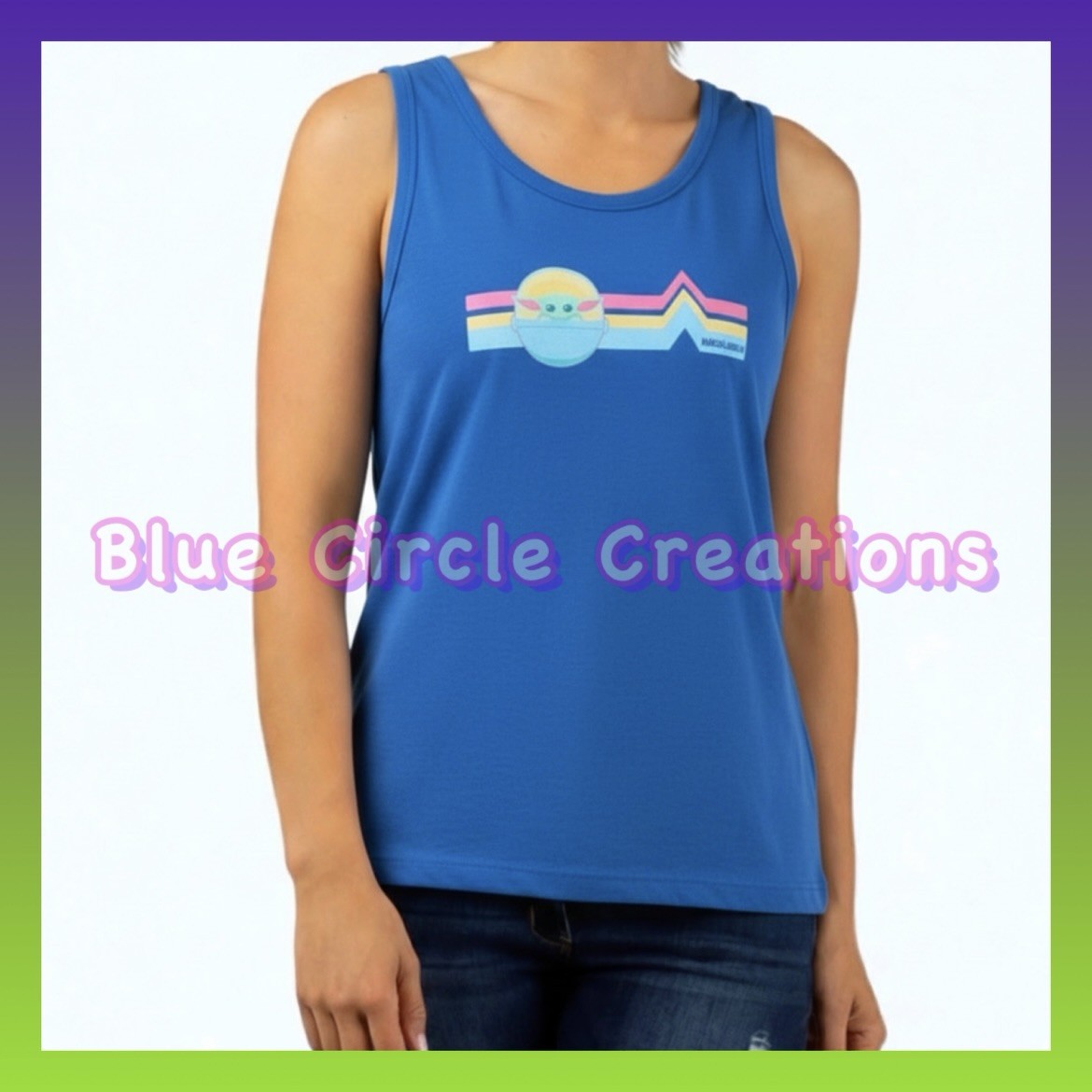 Star Wars The Mandalorian The Child Retro Tank Top Blue M