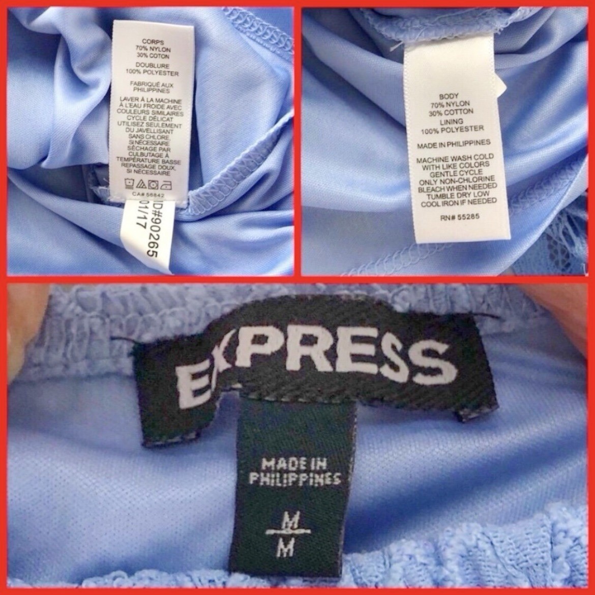 Express Scoop Neck Blue Lace Crop Top - Size M - photo 5