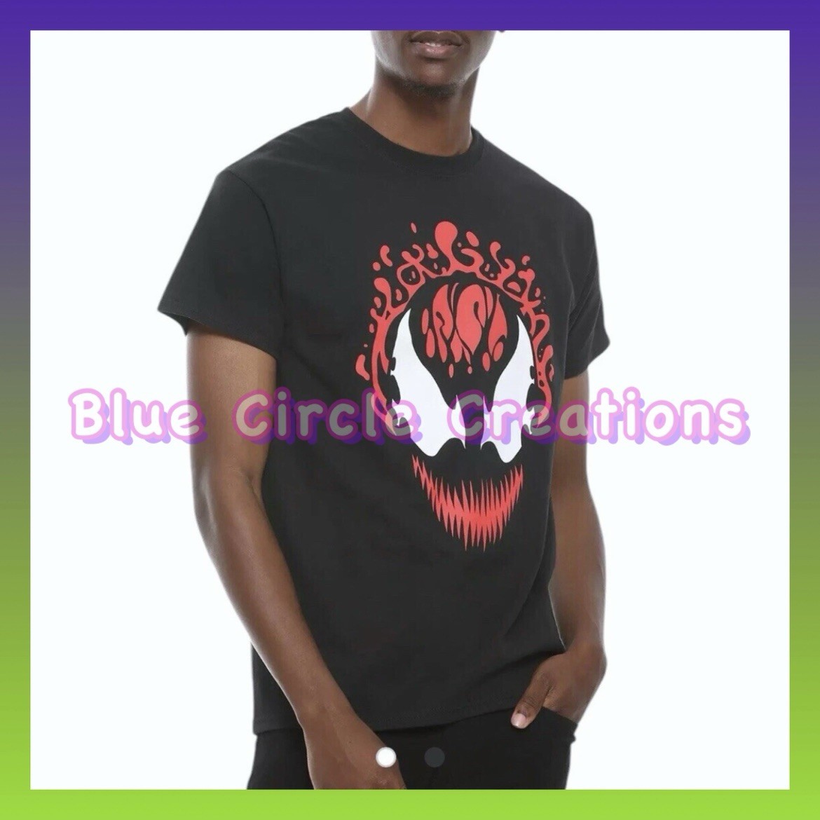 Marvel Spider-Man Venom Carnage Face T-Shirt - Size Small (Unise