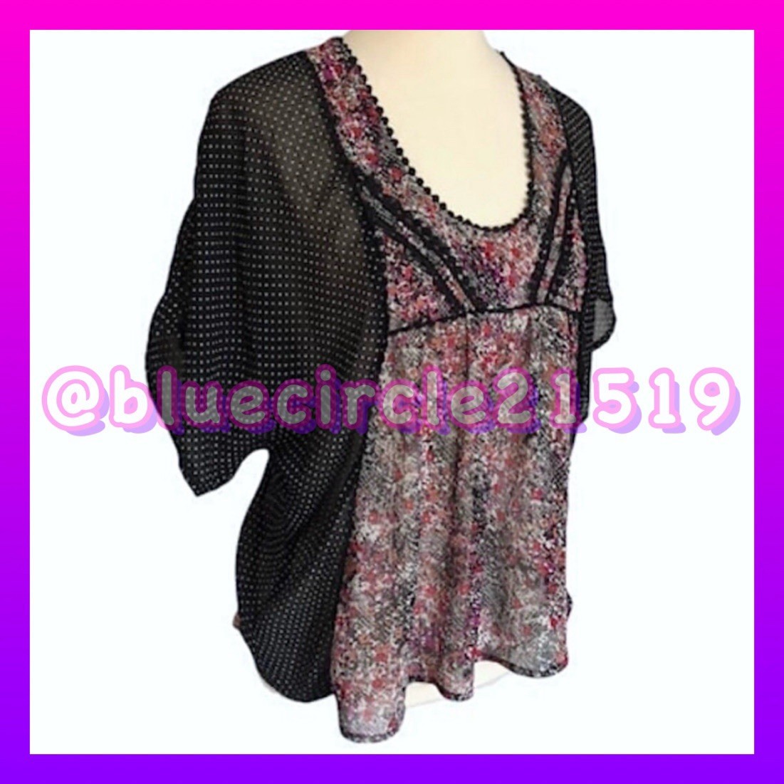 Xhilaration Sheer Floral Polka Dot Top - Size M