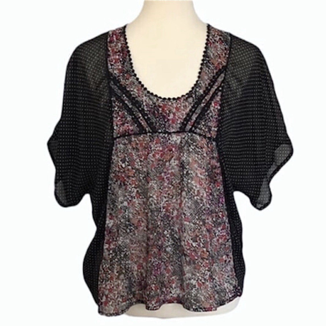 Xhilaration Sheer Floral Polka Dot Top - Size M - photo 2