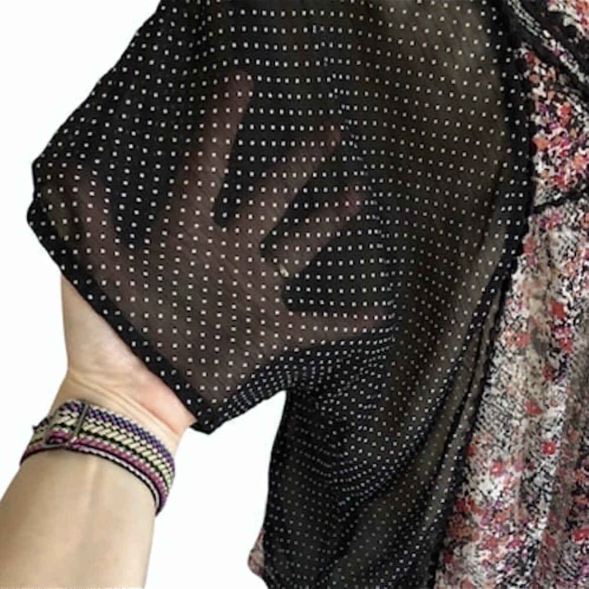 Xhilaration Sheer Floral Polka Dot Top - Size M - photo 4