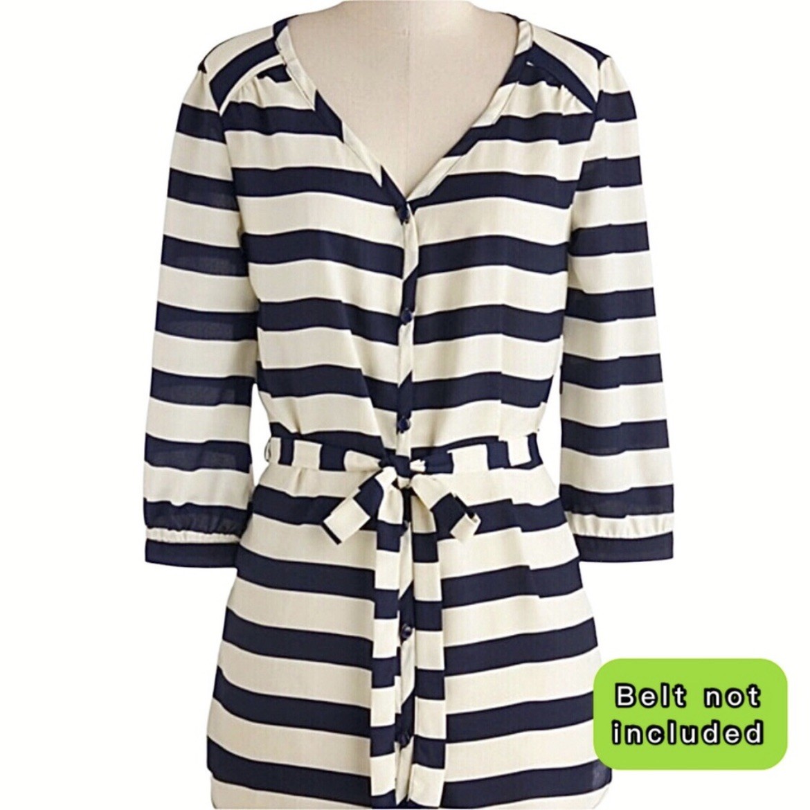 Pink Owl Navy & Cream Striped Tunic Top - Size M - photo 2