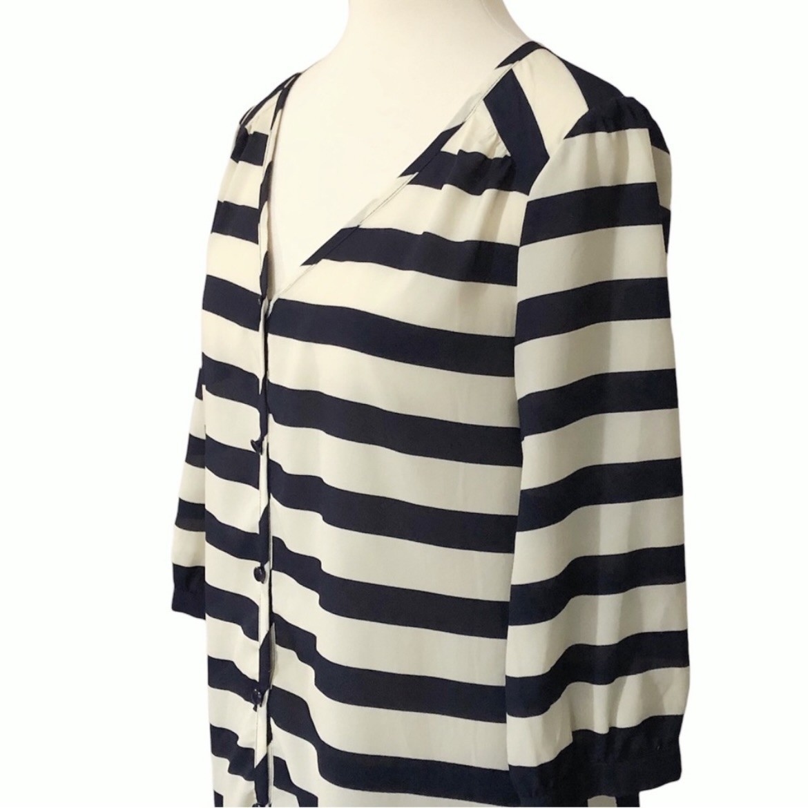 Pink Owl Navy & Cream Striped Tunic Top - Size M - photo 5