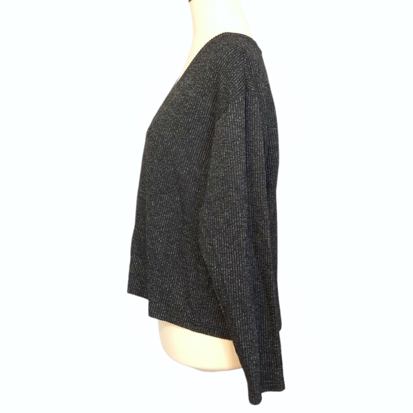 Time and Tru Women's V-Neck Knit Top/Sweater Charcoal M - photo 4