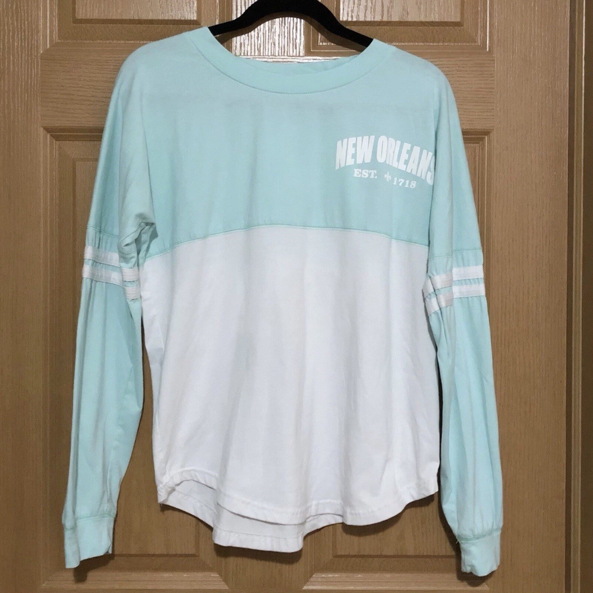 New Orleans Souvenir T-shirt Mint/White Long Sleeves Size Medium - photo 2