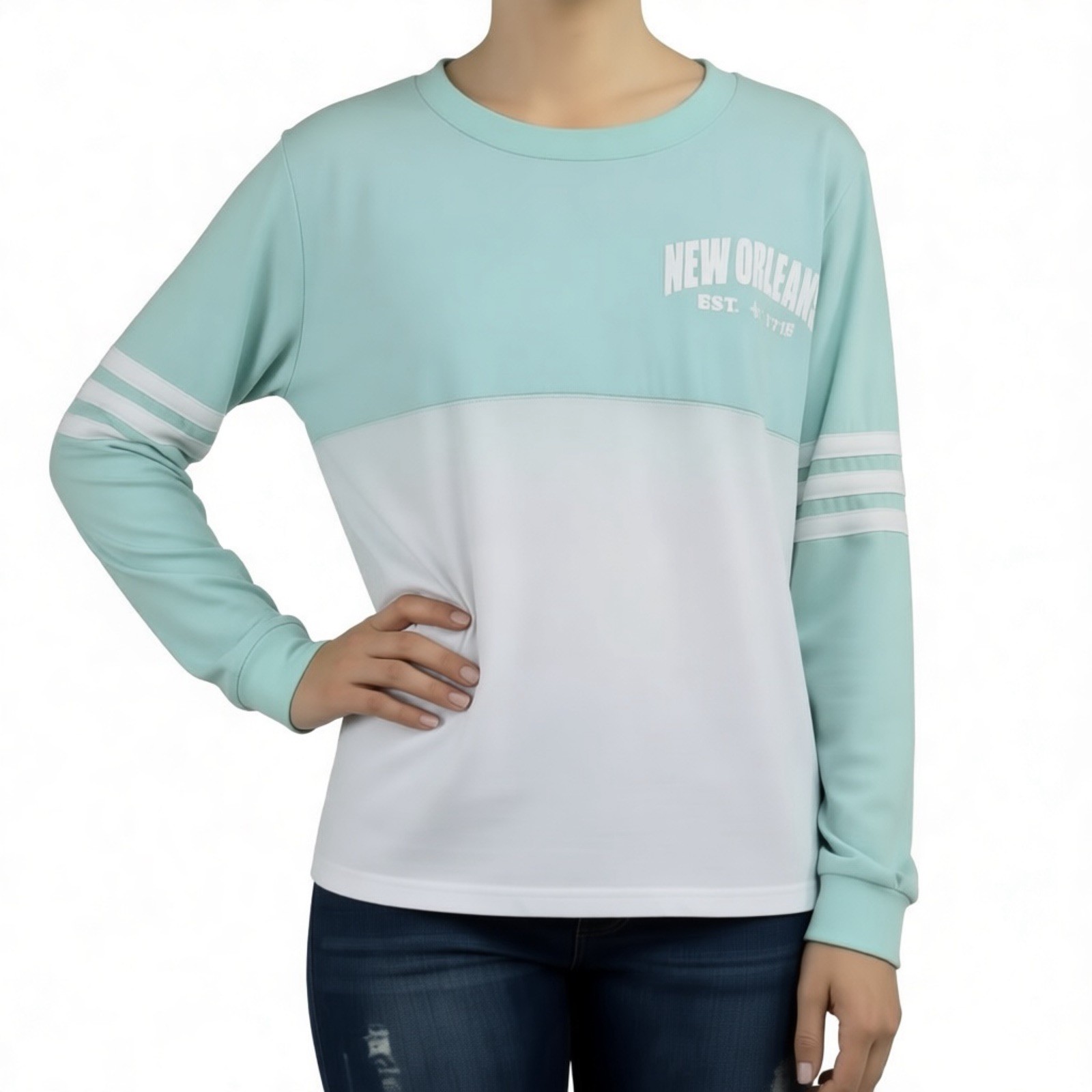 New Orleans Souvenir T-shirt Mint/White Long Sleeves Size Medium - photo 5