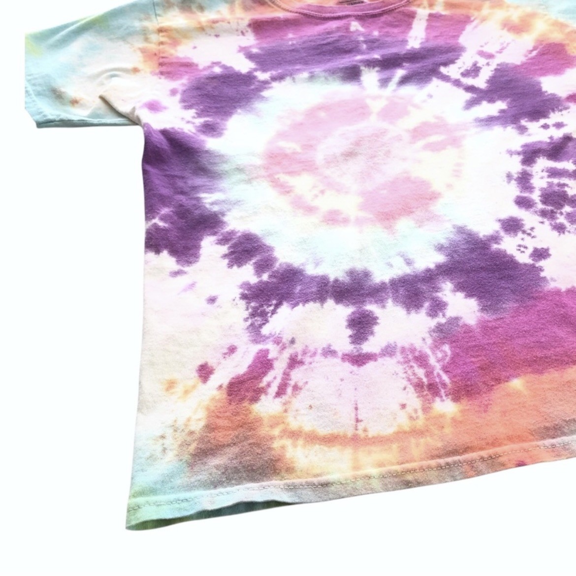 Gildan Tie Dye Cotton Tee Short Sleeve Pink Purple White Yellow - photo 2