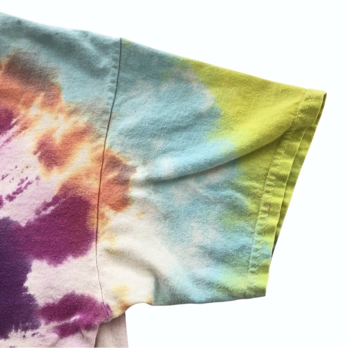 Gildan Tie Dye Cotton Tee Short Sleeve Pink Purple White Yellow - photo 4