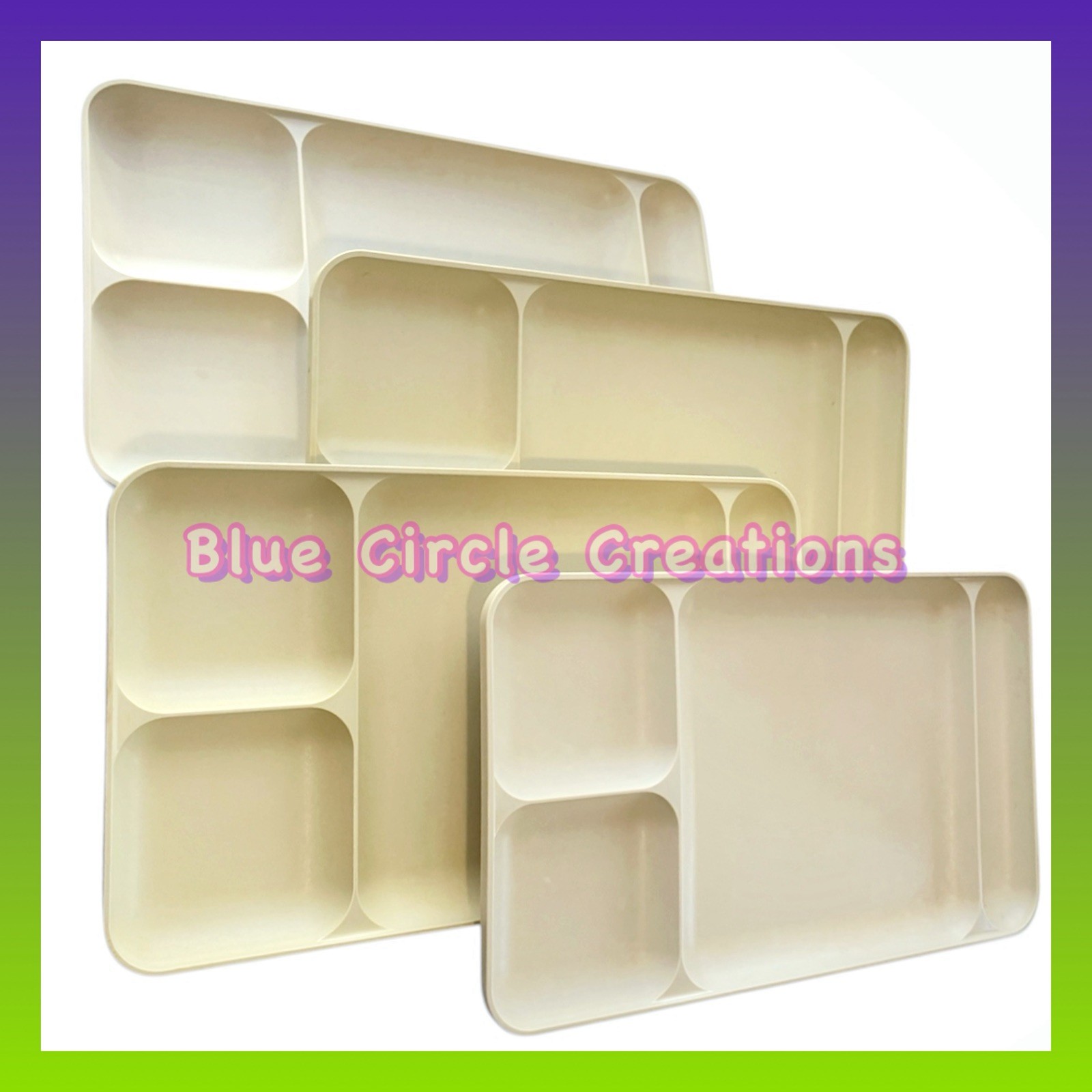 Tupperware Divided Lunch Trays Set of Four 15" x 9"