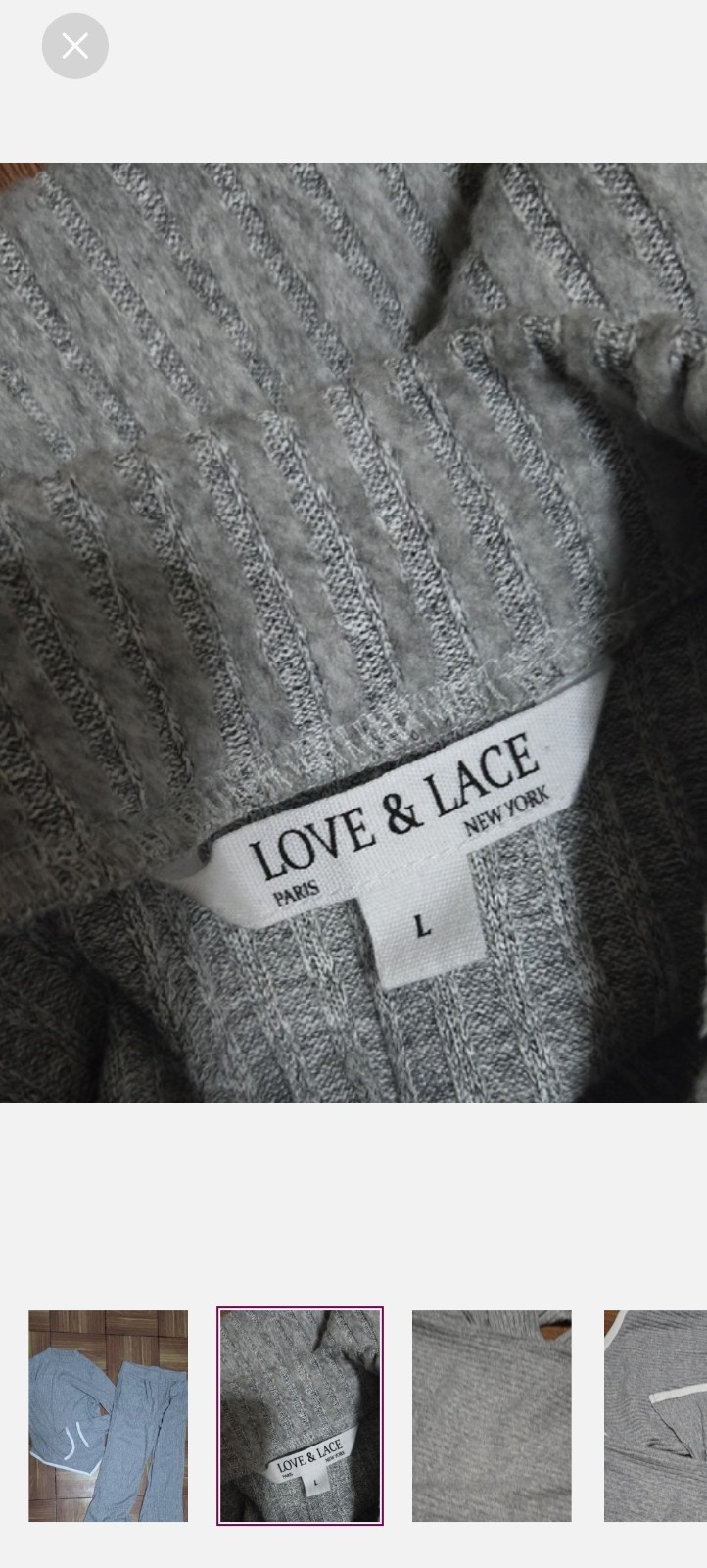 Cozy Ribbed 2pc Lounge Set - Heather Gray - Large - photo 2