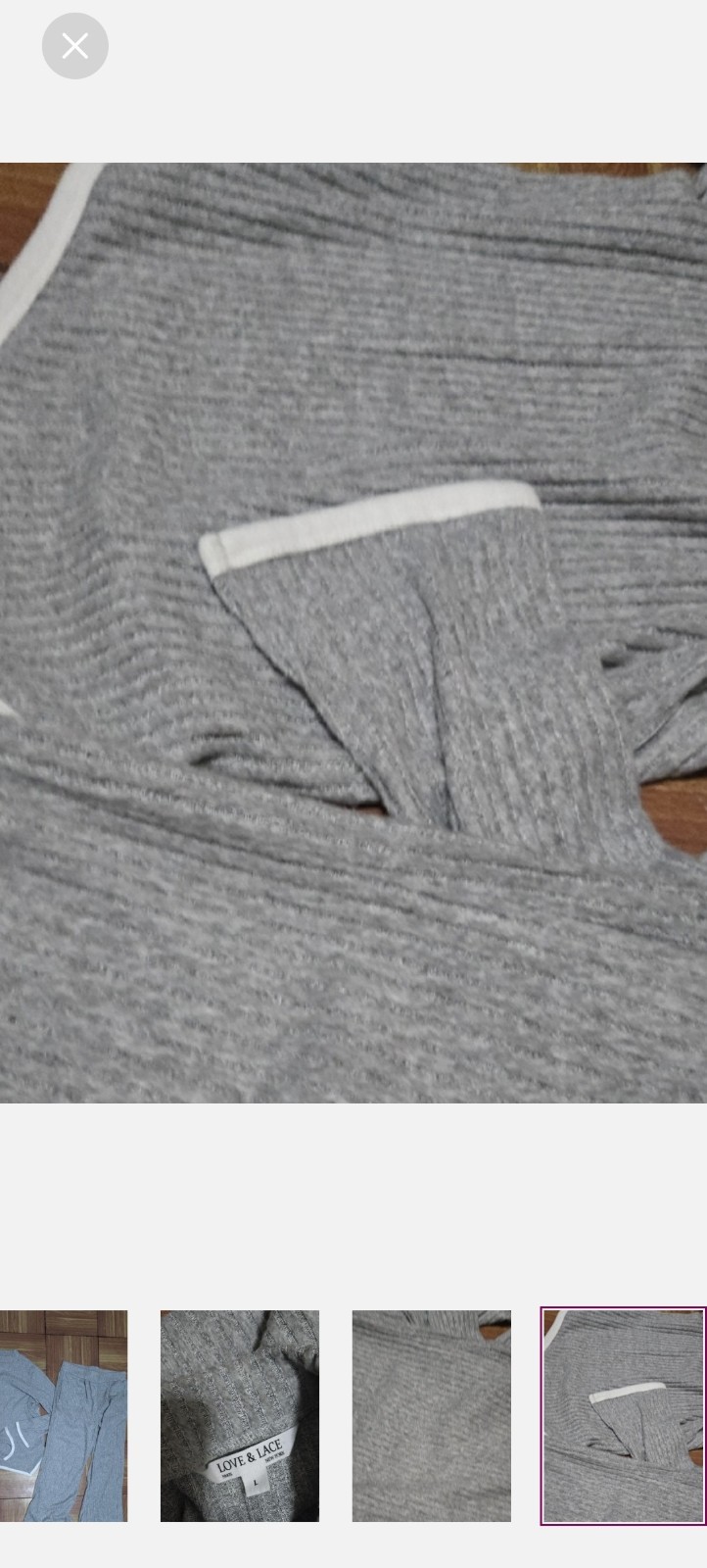 Cozy Ribbed 2pc Lounge Set - Heather Gray - Large - photo 3
