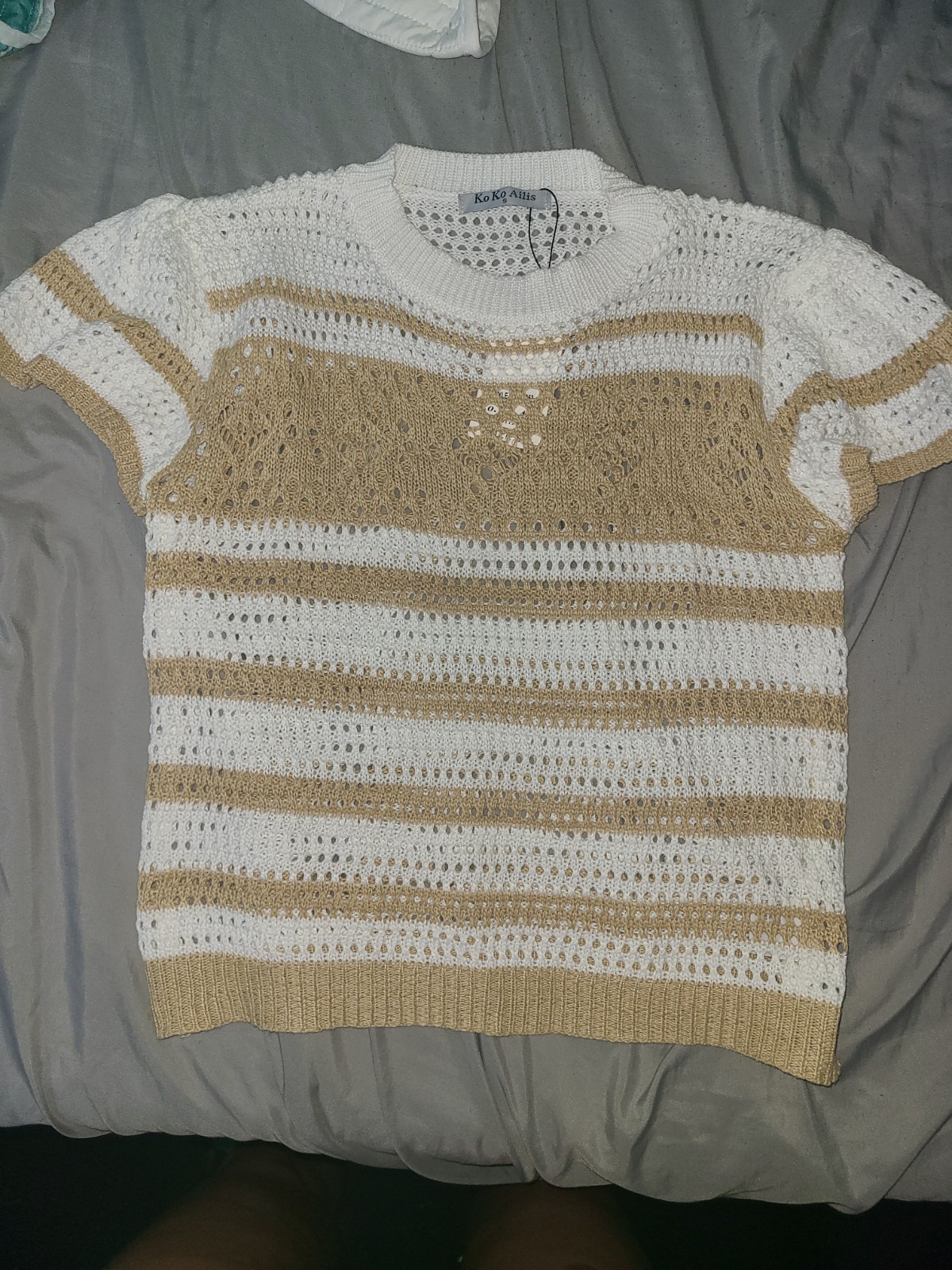 Ladies Women's White & Cream Crochet Top Shirt Size S - photo 2