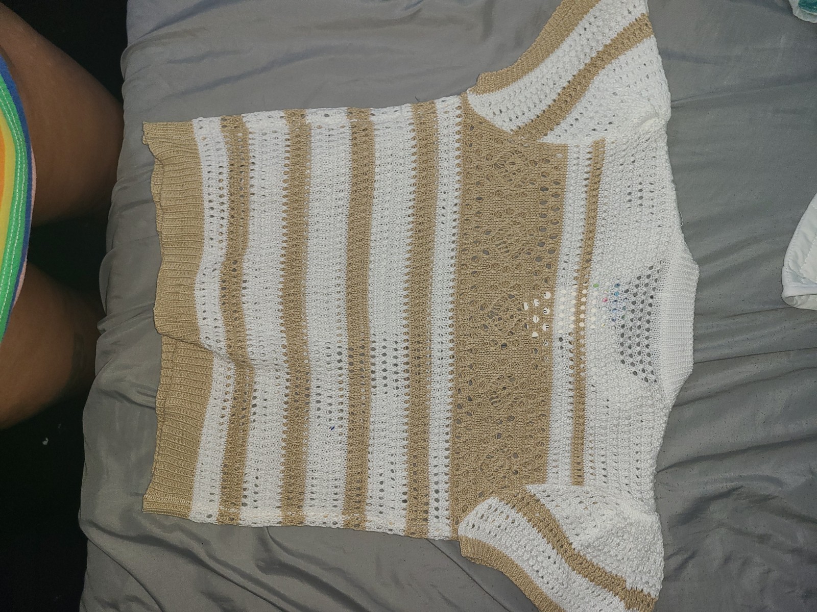 Ladies Women's White & Cream Crochet Top Shirt Size S - photo 4