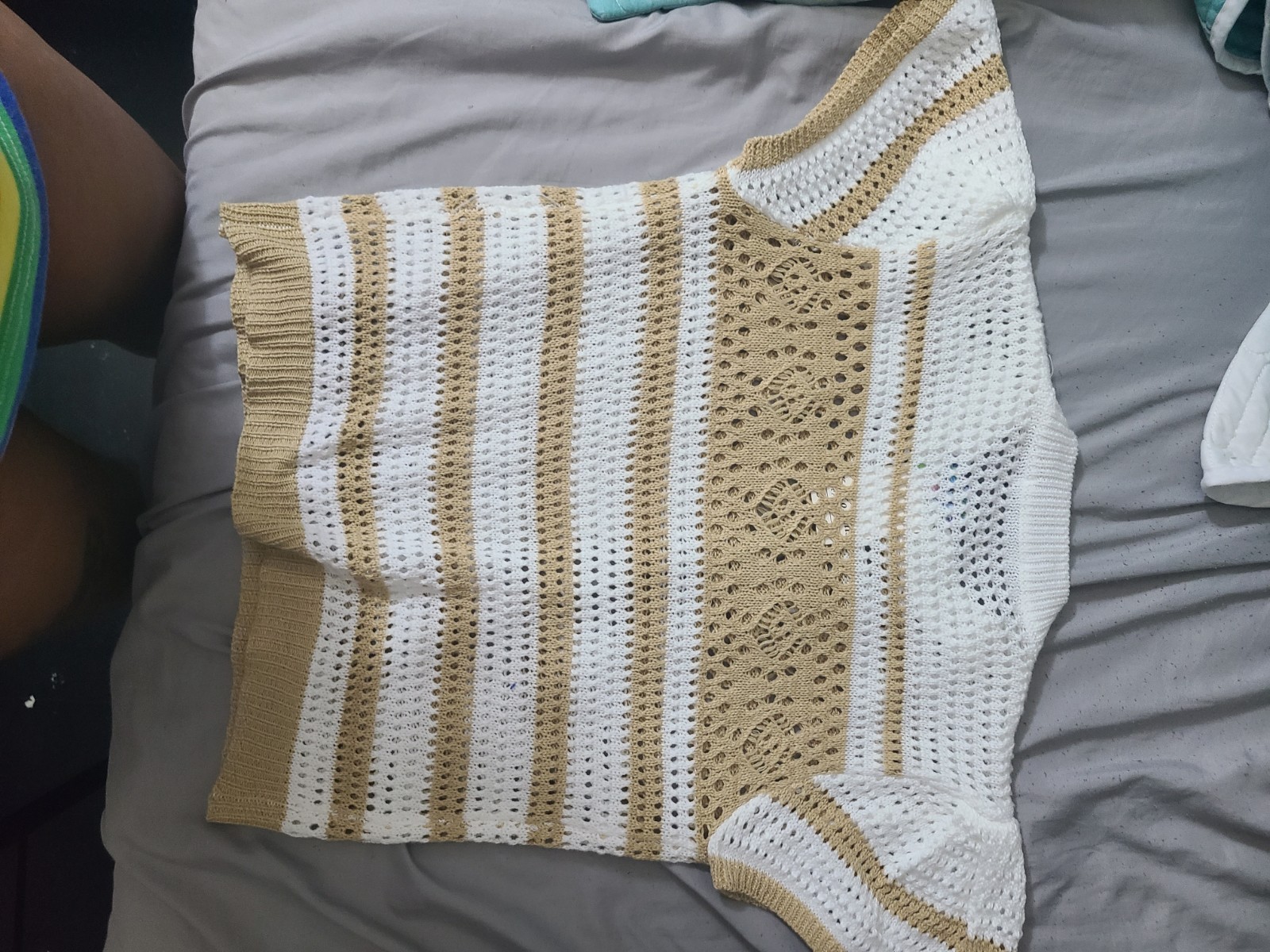 Ladies Women's White & Cream Crochet Top Shirt Size S - photo 5