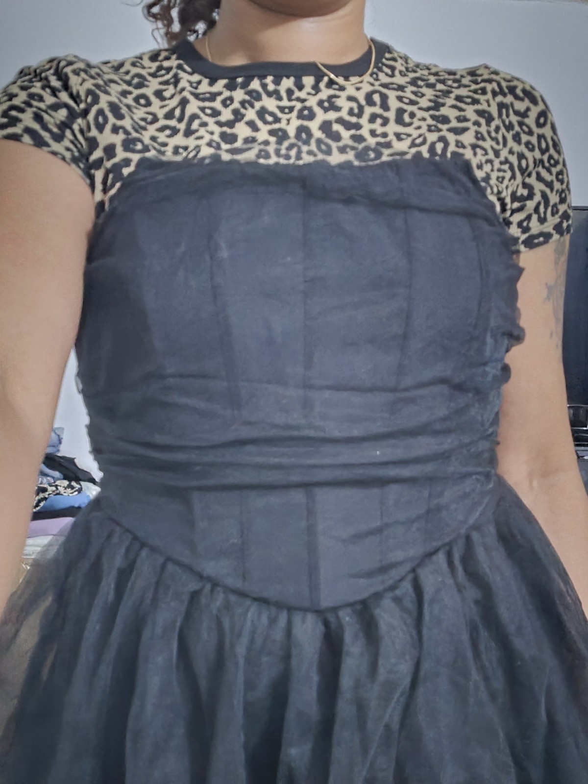 SheIn Black Strapless Tulle Dress - Size L - photo 3