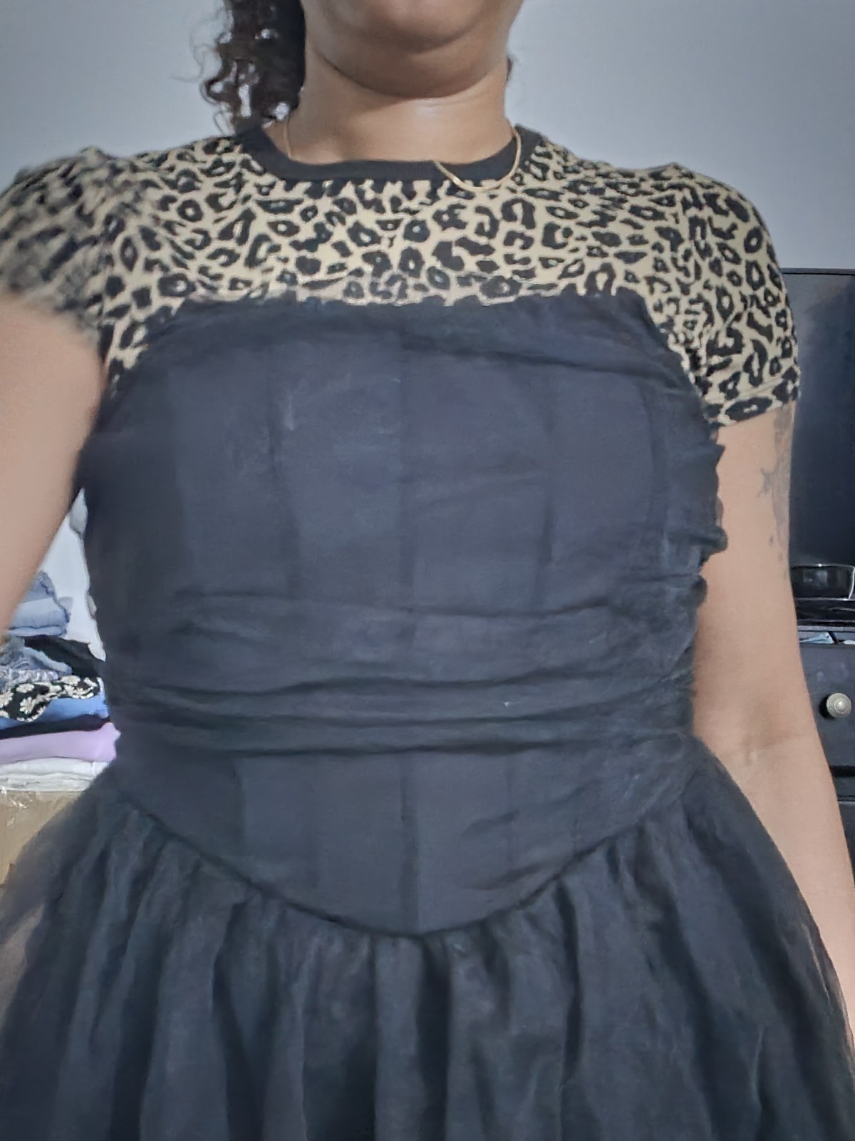 SheIn Black Strapless Tulle Dress - Size L - photo 4