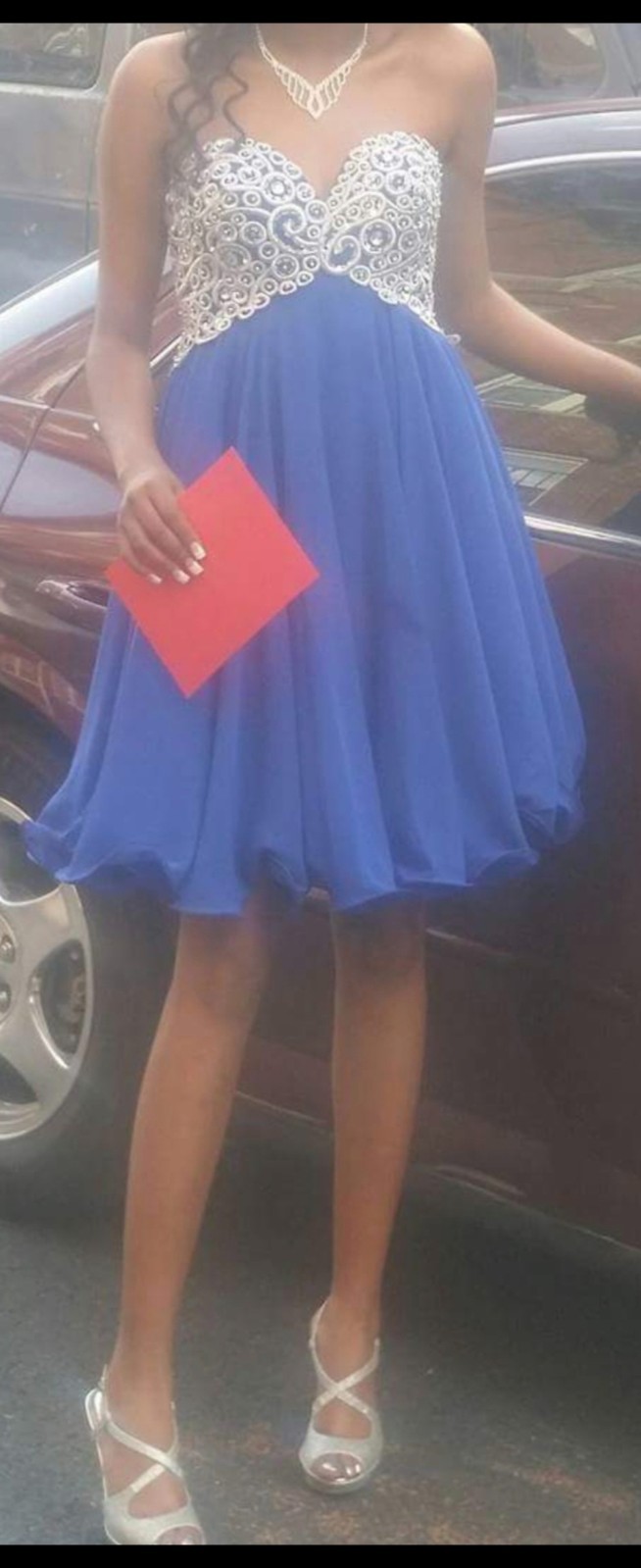 Blue Sweetheart Strapless Prom Dress - photo 2