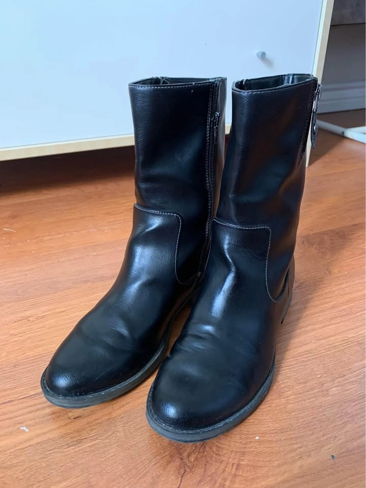 Dr. Scholl's Black Leather Mid-Calf Boots - Size 7