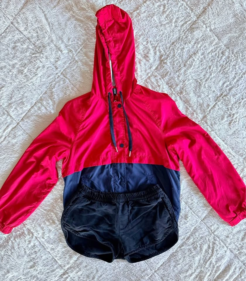 Sporty Windbreak & Athletic Shorts Set
