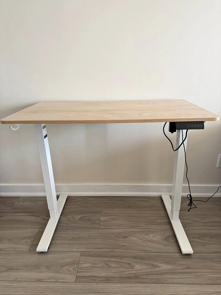 Height Adjustable Desk w/ Hooks – Minimalist Wood Top – Great Co