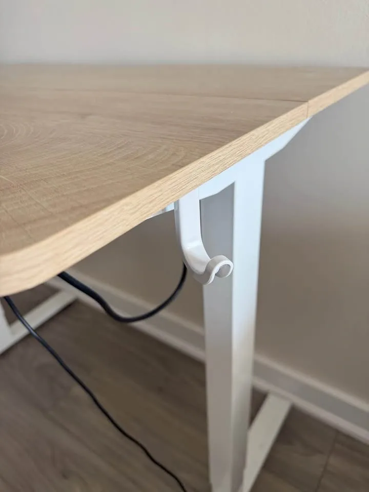 Height Adjustable Desk w/ Hooks – Minimalist Wood Top – Great Co - photo 2