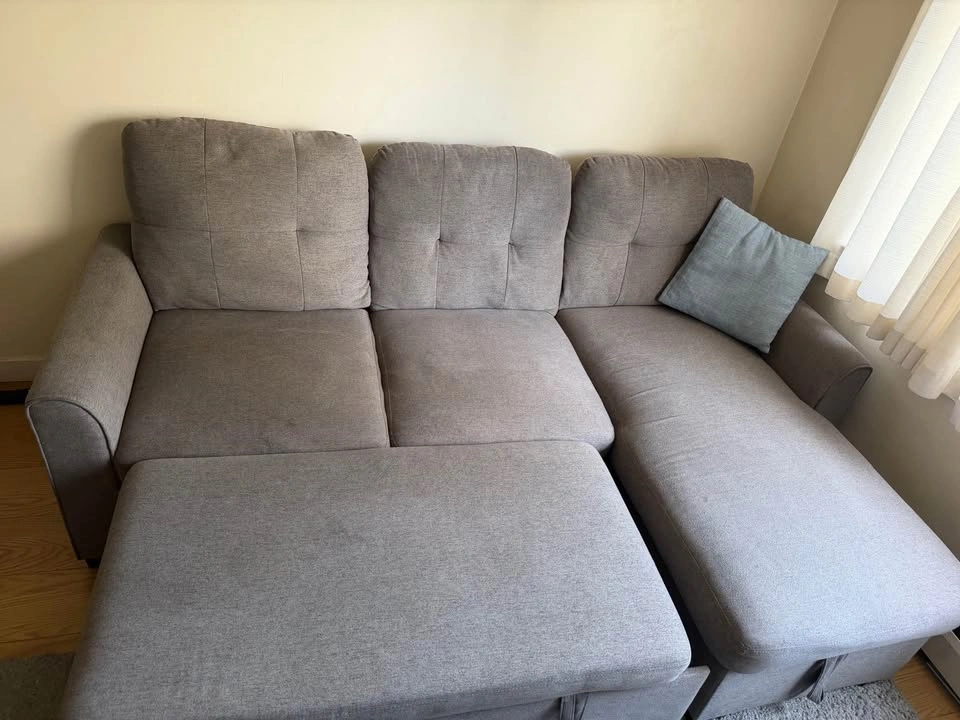 Used Grey L-Shaped Sectional Sofa with Storage Chaise - photo 3