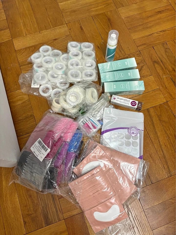 Eyelash Extension Supplies Bundle - Cleansing Foam, Tape, Applic