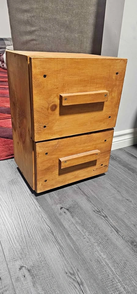 Handmade 2-Drawer Wooden Nightstand