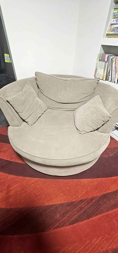 Moving Sale: Beige round accent chair