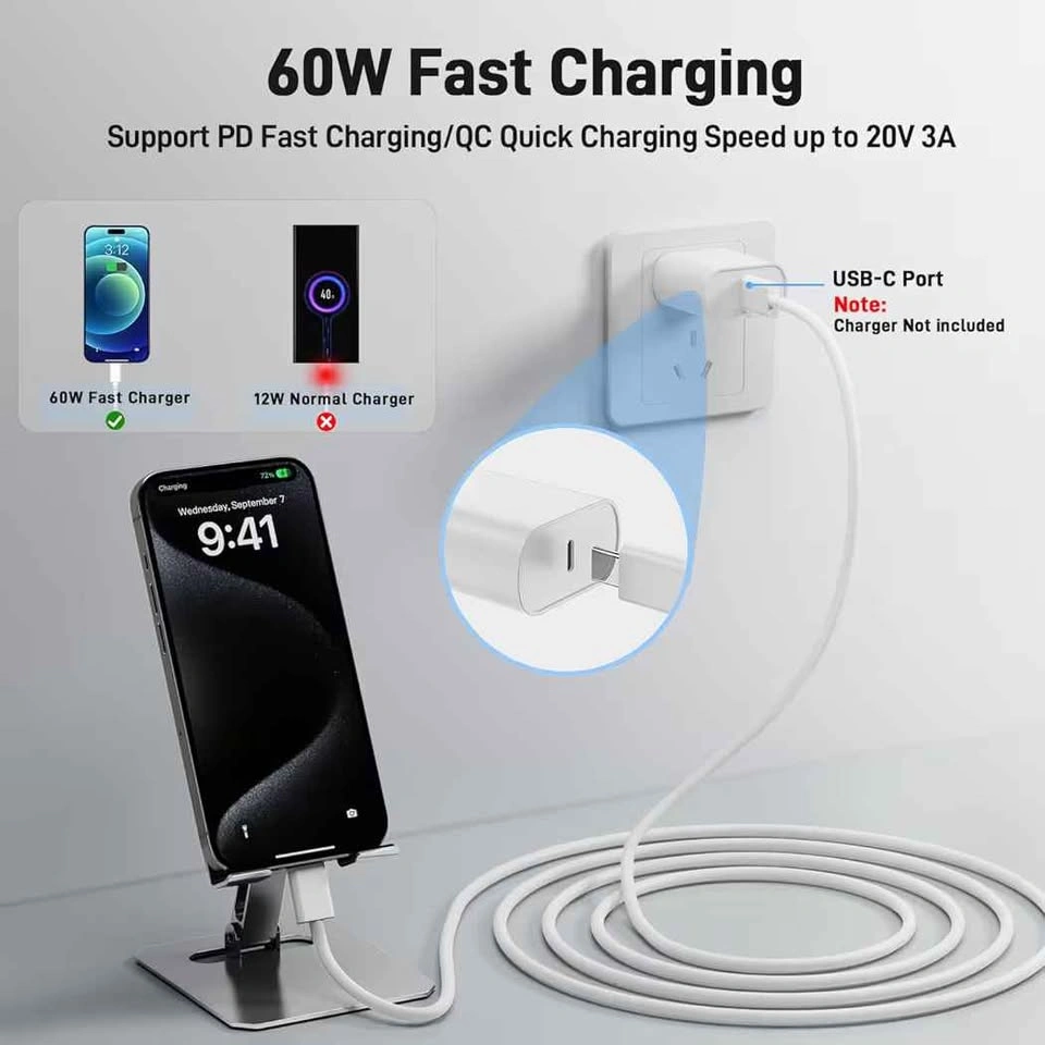 USB‑C to USB‑C Fast Charging Cables – 3‑Pack – BNIB – $10 60W - photo 4