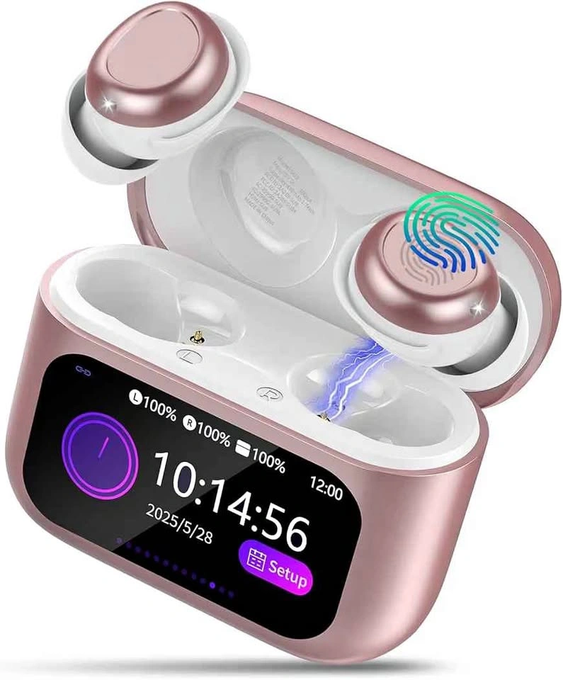 Pink Wireless Earbuds with Charging Case